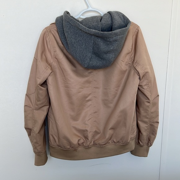 Forever 21 Layered Look Bomber Jacket Small Tan Grey - Picture 3 of 4